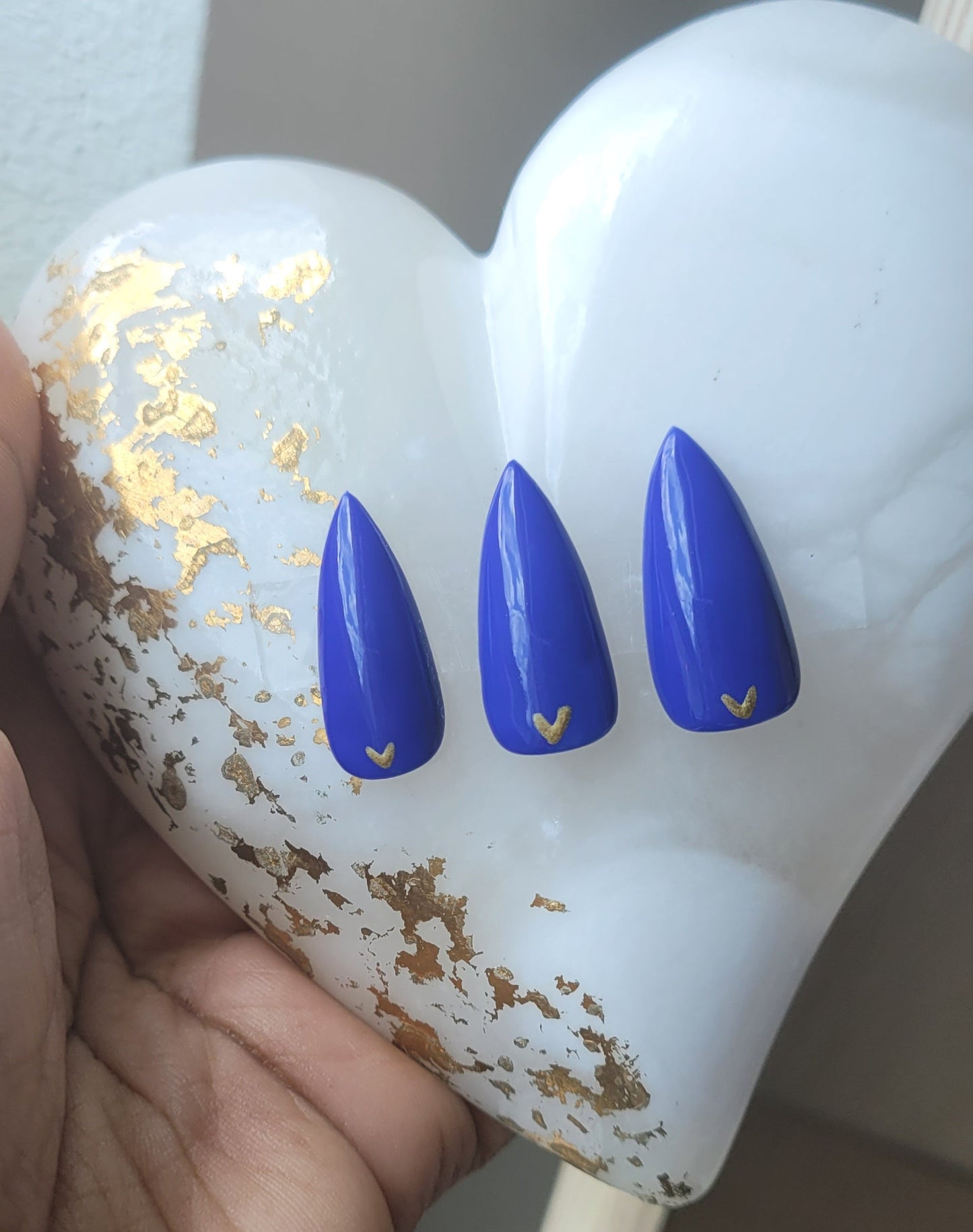 Continental Blue and Gold Heart Stilettos