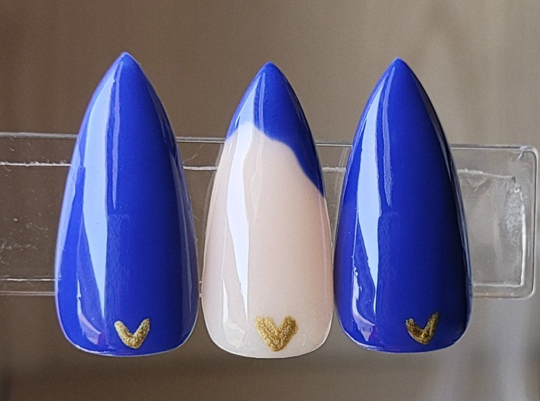 Continental Blue and Gold Heart Stilettos