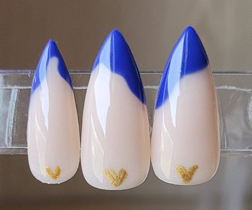 Continental Blue and Gold Heart Stilettos