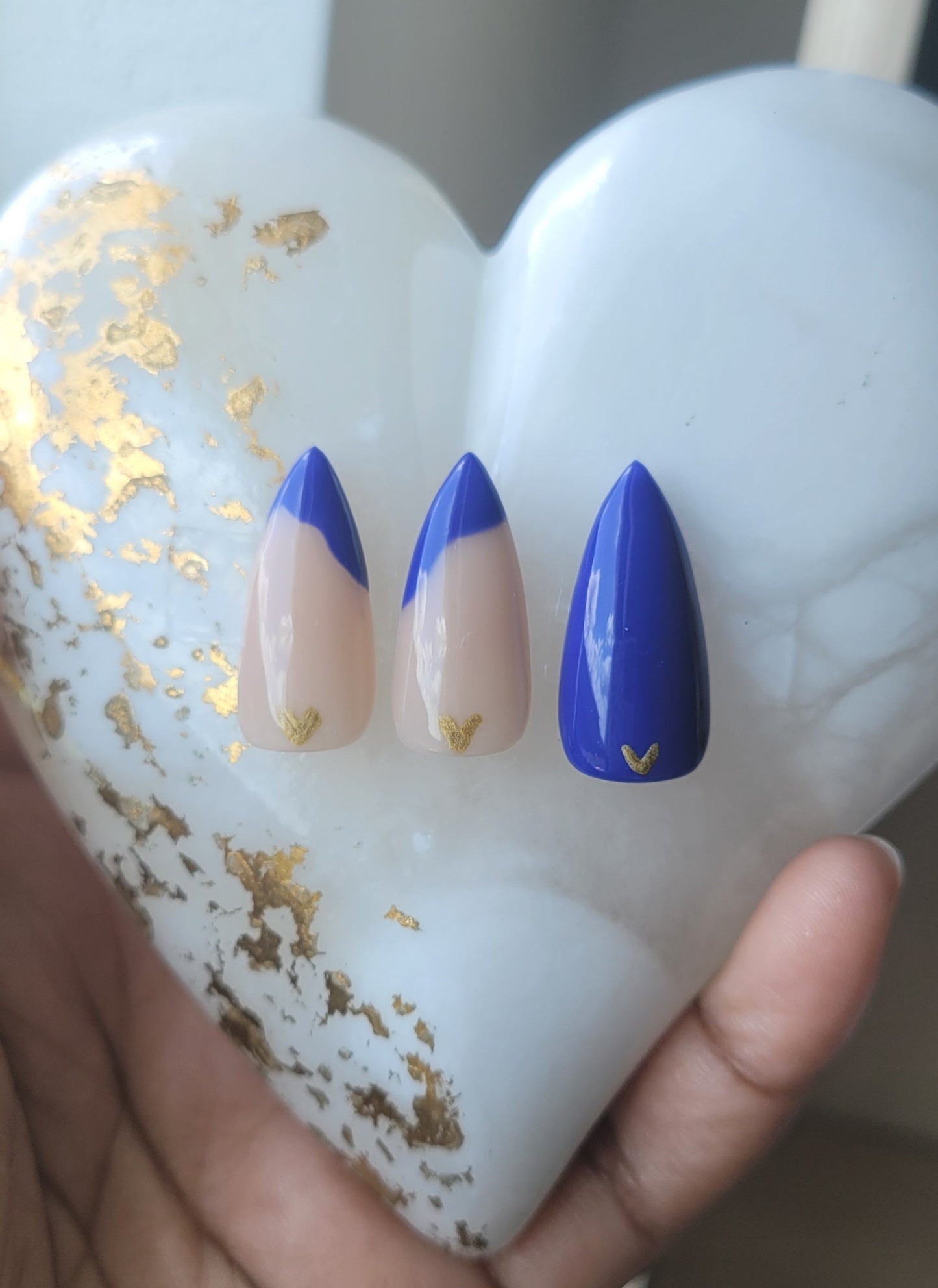 Continental Blue and Gold Heart Stilettos