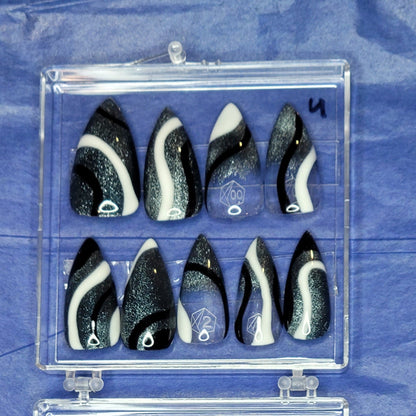 Black and White Swirl Stiletto Press - On