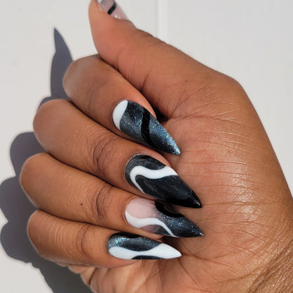 Black and White Swirl Stiletto Press - On